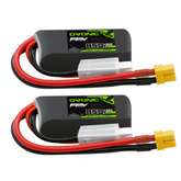 Lot de 2 batteries Lipo OVONIC 2S 850 mAh 2S1P 120 C 7,4 V avec prise XT30 pour drones Whoop sans balais Tinywhoop de 100 mm à 140 mm